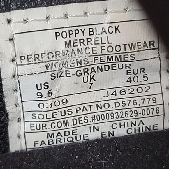 Merrell Poppy Black Leather Mary Jane Wedge Cushion Vibram Sole Shoes‎ Size 9.5 - Picture 9 of 11